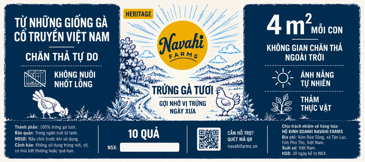 Nhãn hộp trứng Navahi Heritage 10 quả